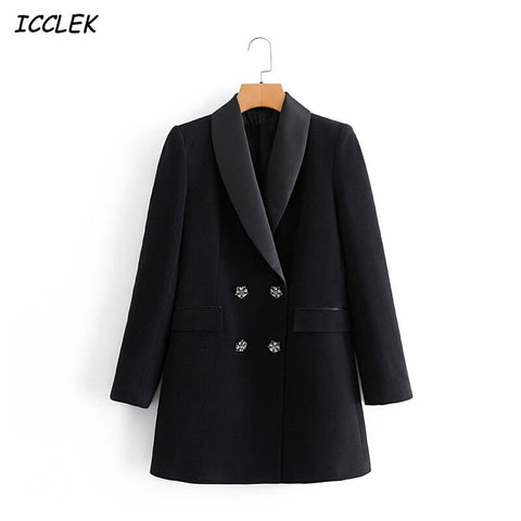 Za Women's Blazers Dress Chaquetas De Mujer 2022 Veste Femme Office Ladies Formal Work Black Blazer Outerwears Autumn Chic Coats