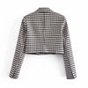 Za Women's Blazers Sets Cropped Tops Jackets Suits Female Plaid Long Sleeves Office Ladies Coat Outfit Workwear Korean Girl Chic