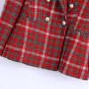 Za Women's Blazers Suits Jackets Sets Office Formal Ladies Blazer Mujer Coats Femme Long Sleeves Red Elegant Clothing Chic Plaid