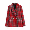 Za Women's Blazers Suits Jackets Sets Office Formal Ladies Blazer Mujer Coats Femme Long Sleeves Red Elegant Clothing Chic Plaid
