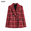 Za Women's Blazers Suits Jackets Sets Office Formal Ladies Blazer Mujer Coats Femme Long Sleeves Red Elegant Clothing Chic Plaid