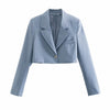 Za Women's Two Piece Blazer Suits Mujer Cropped Jacket Set Coat Office Formale Workwear Skinny Outwear Long Sleeves Solid Spring
