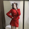 Za Women's suit 2022 Suits with skirt Texture Office Double breasted Blazer Coat High waist Mini skirt Chic 2 Piece Set