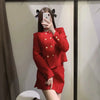 Za Women's suit 2022 Suits with skirt Texture Office Double breasted Blazer Coat High waist Mini skirt Chic 2 Piece Set