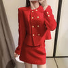 Za Women's suit 2022 Suits with skirt Texture Office Double breasted Blazer Coat High waist Mini skirt Chic 2 Piece Set