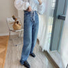 Za women Jeans straight full length Faded high-waist jeans with a five-pocket design Zip fly and metal top button fastening