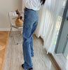 Za women Jeans straight full length Faded high-waist jeans with a five-pocket design Zip fly and metal top button fastening