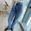 Za women Jeans straight full length Faded high-waist jeans with a five-pocket design Zip fly and metal top button fastening