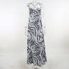 Zabrina Spring Summer Long Dress Sexy Zebra Print Temperament Elegant Dresses For Women Slit Backless Vestidos 2023 s