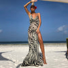 Zabrina Spring Summer Long Dress Sexy Zebra Print Temperament Elegant Dresses For Women Slit Backless Vestidos 2023 s