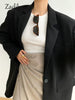 Zadily 2023 Autum Oversize Full Sleeve Gray Women Blazer Office Lady Solid Suit Blazers Work Winter Female Clothing Jackets Coat