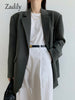Zadily 2023 Autum Oversize Full Sleeve Gray Women Blazer Office Lady Solid Suit Blazers Work Winter Female Clothing Jackets Coat