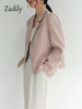 Zadily 2023 Autumn Korean Style Long Sleeve Pink Blazer Women Casual Ladies Suit Female Work Clothing Coat Jacket