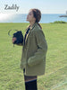 Zadily 2023 Autumn Korean style Long Sleeve Green Women Blazer Oversize Loose BF Ladies Suit Blazers Work Clothing Jacket Coat