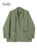 Zadily 2023 Autumn Korean style Long Sleeve Green Women Blazer Oversize Loose BF Ladies Suit Blazers Work Clothing Jacket Coat