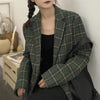 Zadily Vintage Women Chic Office Lady Single Breasted Plaid Blazer Coat 2023 Winter Notched Collar Long Sleeve Outerwear Tops