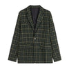 Zadily Vintage Women Chic Office Lady Single Breasted Plaid Blazer Coat 2023 Winter Notched Collar Long Sleeve Outerwear Tops