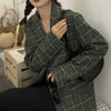 Zadily Vintage Women Chic Office Lady Single Breasted Plaid Blazer Coat 2023 Winter Notched Collar Long Sleeve Outerwear Tops