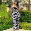 Zebra Striped Bodycon Maxi Dress Women Sleeveless Long Beach Dress Floral Women's Summer Dress 2023