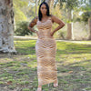 Zebra Striped Bodycon Maxi Dress Women Sleeveless Long Beach Dress Floral Women's Summer Dress 2023