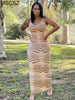 Zebra Striped Bodycon Maxi Dress Women Sleeveless Long Beach Dress Floral Women's Summer Dress 2023