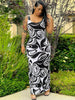 Zebra Striped Bodycon Maxi Dress Women Sleeveless Long Beach Dress Floral Women's Summer Dress 2023