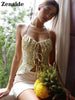 Zenaide 2023 Floral Print Lace Up Tank Top Halter Neck Backless Cut Out Women Summer Sexy Off Shoulder Crop Tops Y2K Vacation