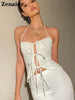 Zenaide 2023 Floral Print Lace Up Tank Top Halter Neck Backless Cut Out Women Summer Sexy Off Shoulder Crop Tops Y2K Vacation