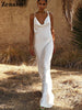 Zenaide 2023 Summer Elegant Spaghetti Strap Maxi Satin Dress With Chain Women Sleeveless Sexy Party Backless Bandage Dresses Y2K