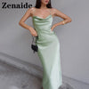 Zenaide Satin Elegant Bandage Bodycon Dress Women Purple Sexy Backless Sleeveless Red Spaghetti Strap Party Dresses Summer Beach