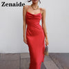 Zenaide Satin Elegant Bandage Bodycon Dress Women Purple Sexy Backless Sleeveless Red Spaghetti Strap Party Dresses Summer Beach