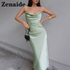 Zenaide Satin Elegant Bandage Bodycon Dress Women Purple Sexy Backless Sleeveless Red Spaghetti Strap Party Dresses Summer Beach