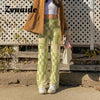 Zenaide Straight Pants Vintage Summer 2022 Female Heart Print High Waist Denim Trouser Casual Street Women Jeans Trousers