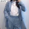 Zevity 2022 Women Double Breasted Casual Blazer Coat Office Ladies Pockets Stylish Outwear Suit Chic Business tops CT661