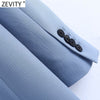 Zevity 2022 Women Double Breasted Casual Blazer Coat Office Ladies Pockets Stylish Outwear Suit Chic Business tops CT661