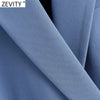 Zevity 2022 Women Double Breasted Casual Blazer Coat Office Ladies Pockets Stylish Outwear Suit Chic Business tops CT661