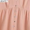 Zevity 2022 Women V Neck Solid Patchwork Casual Mini Shirt Dress Female Chic Agaric Lace Single Breasted Vestidos DS8749