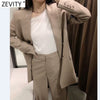 Zevity 2022 Women Vintage Notched Collar Casual Business Blazer Coat Office Ladies Stylish Outwear Suit Chic Fitting Tops CT665