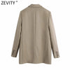 Zevity 2022 Women Vintage Notched Collar Casual Business Blazer Coat Office Ladies Stylish Outwear Suit Chic Fitting Tops CT665