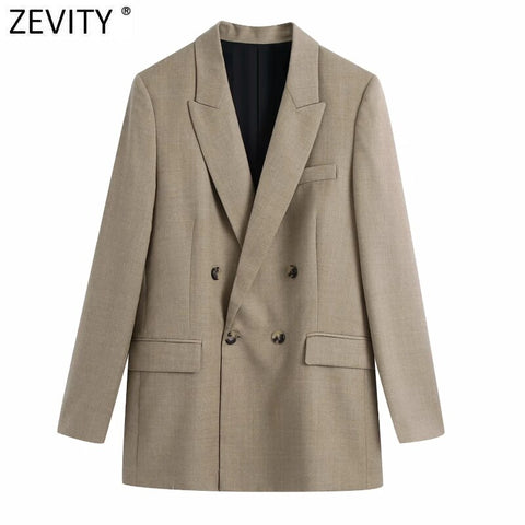 Zevity 2022 Women Vintage Notched Collar Casual Business Blazer Coat Office Ladies Stylish Outwear Suit Chic Fitting Tops CT665
