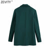 Zevity Women 2023 Single Button Slim Fitting Blazer Coat Office Long Sleeve Pockets Female Outerwear Chic Tops SW711