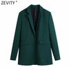 Zevity Women 2023 Single Button Slim Fitting Blazer Coat Office Long Sleeve Pockets Female Outerwear Chic Tops SW711