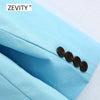 Zevity women single button sky blue blazer notched collar long sleeve office lady causal stylish outwear suit coat tops C526