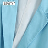 Zevity women single button sky blue blazer notched collar long sleeve office lady causal stylish outwear suit coat tops C526