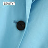 Zevity women single button sky blue blazer notched collar long sleeve office lady causal stylish outwear suit coat tops C526