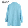 Zevity women single button sky blue blazer notched collar long sleeve office lady causal stylish outwear suit coat tops C526