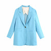 Zevity women single button sky blue blazer notched collar long sleeve office lady causal stylish outwear suit coat tops C526