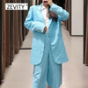Zevity women single button sky blue blazer notched collar long sleeve office lady causal stylish outwear suit coat tops C526
