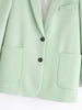 Zevity women solid color pockets patch blazer office ladies long sleeve breasted suits causal stylish outwear coat tops C513