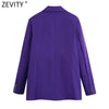 Zevity Women 2022 Double Breasted Solid Business Blazer Coat Office Long Sleeve Casual Female Outerwear Chic Tops CT811